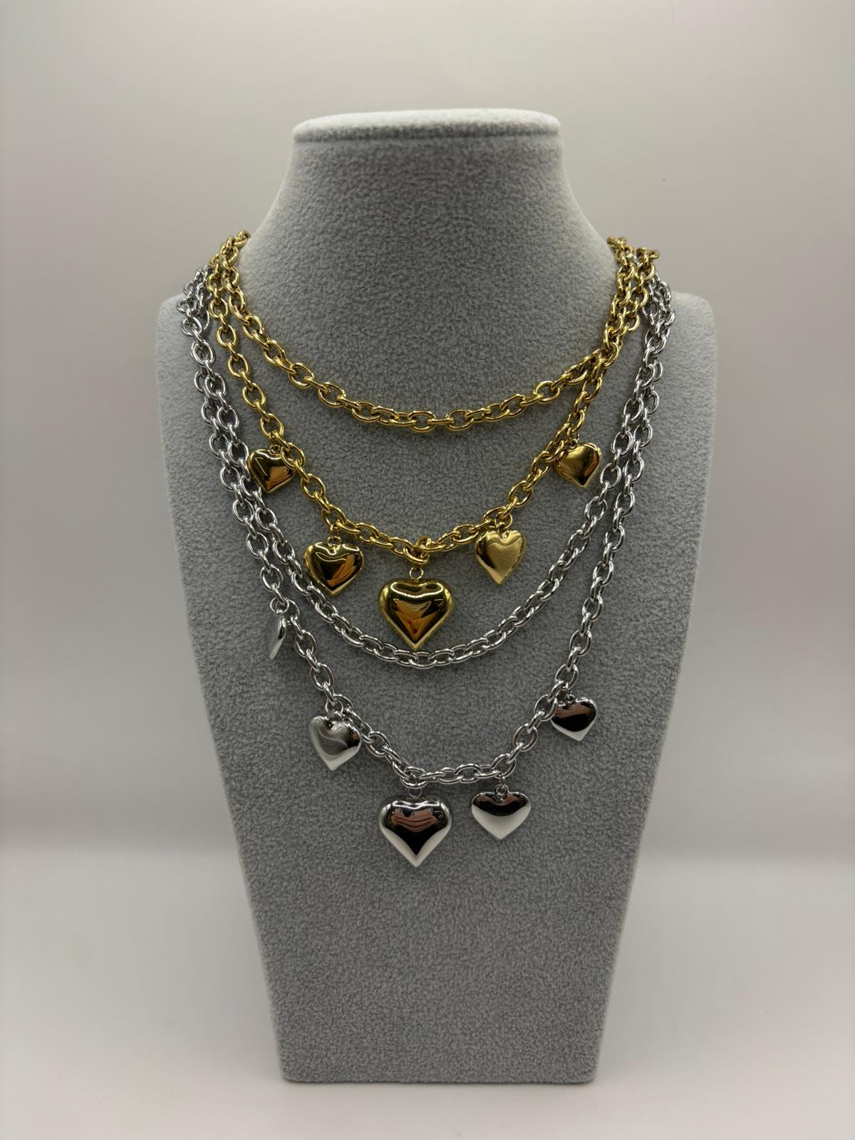 collana doppia fascia charms cuore