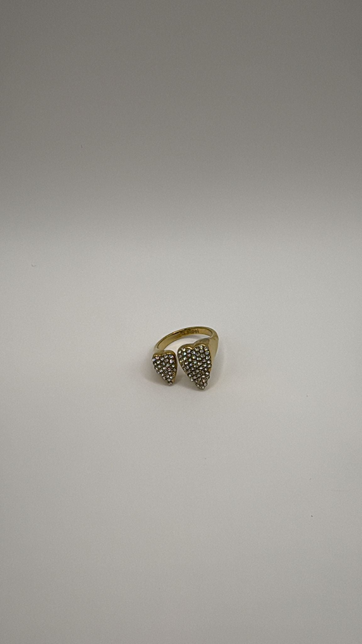 Anello doppio cuore zirconato