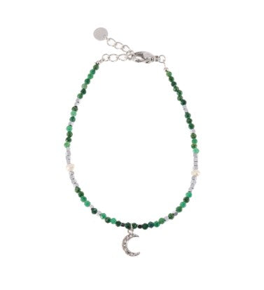 Bracciale luna pendente agata e perle