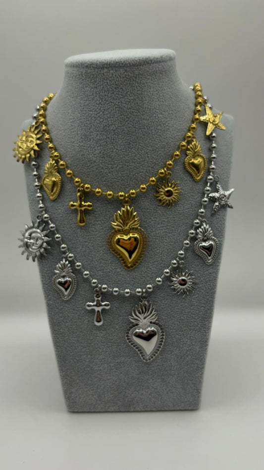 collana charms cuore sacro